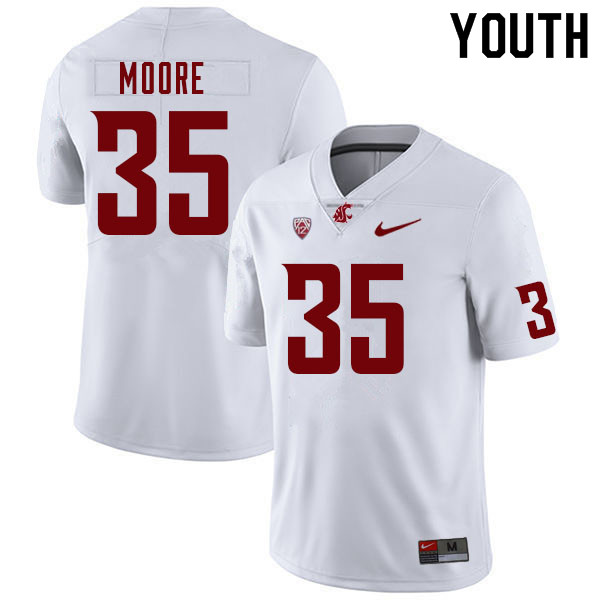 Youth #35 CJ Moore Washington State Cougars College Football Jerseys Sale-White - Click Image to Close
